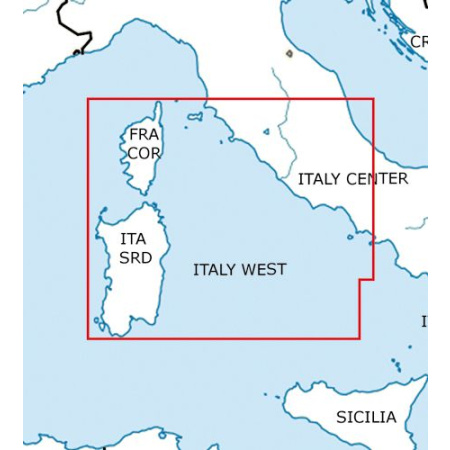 Italien West, Sardinien, Korsika VFR Karte Rogers Data