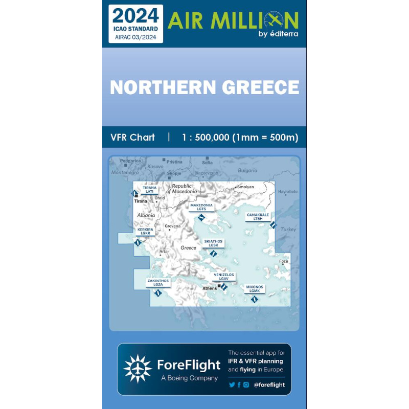 Greece (north) and Balkans (south) Air Million ZOOM Chart VFR, 22.90 CHF