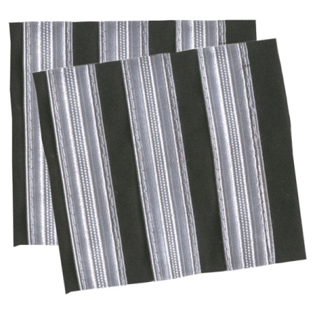 First Officer Epaulets - 3 Bar - Black with Silver Stripes