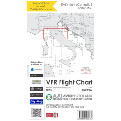 Italy LI-3 - Aerotouring VFR Chart, Paper, laminated, folded