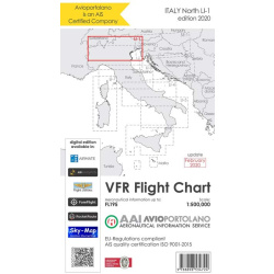 Italy LI-1 - Aerotouring VFR Chart, Paper, laminated, folded