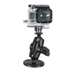 RAM Flat Surface Mount, Short Double Socket Arm & 1" Diameter Ball with Custom GoPro® Hero Adapter