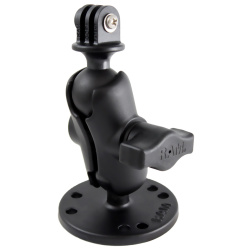 RAM Flat Surface Mount, Short Double Socket Arm & 1" Diameter Ball with Custom GoPro® Hero Adapter