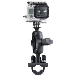 RAM Handlebar Rail Mount, Zinc Coated U-Bolt & 1" Diameter Ball with Custom GoPro® Hero Adapter