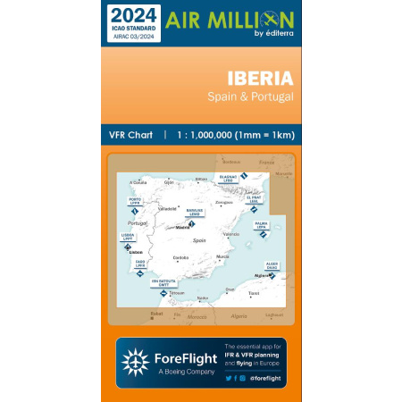 Iberia Air Million VFR Chart Spain and Portugal, Paper, folded