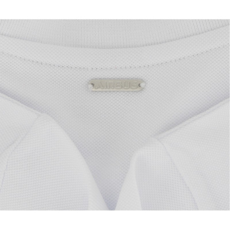 Airbus mens white organic cotton polo shirt