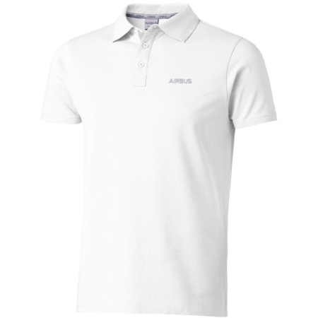 Airbus mens white organic cotton polo shirt S