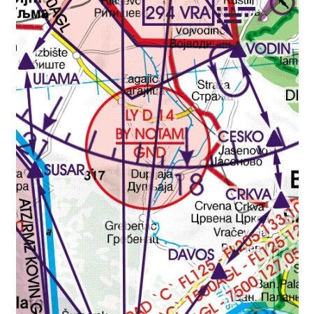 Serbien VFR Karte Rogers Data
