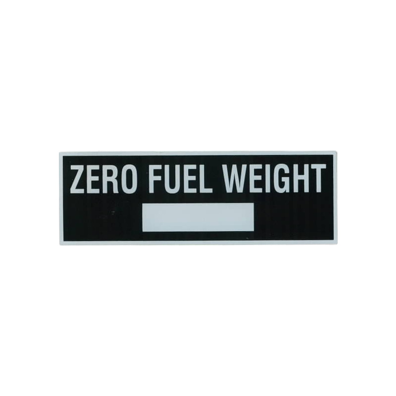Zero Fuel Weight Placard, Sticker, 6.90 CHF