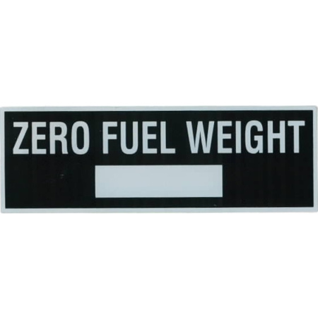Zero Fuel Weight Plakette, Aufkleber