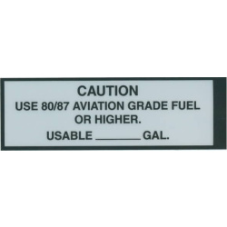 80/87 Aviation Fuel Placard, Sticker