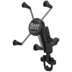 RAM Handlebar Rail Mount with Zinc Coated U-Bolt Base & Universal X-Grip (Patented) Large Phone/Phablet Cradle