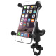 RAM Handlebar Rail Mount with Zinc Coated U-Bolt Base & Universal X-Grip (Patented) Large Phone/Phablet Cradle