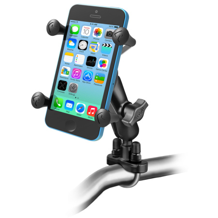RAM Handlebar Rail Mount with Zinc Coated U-Bolt Base and Universal X-Grip (Patented) Cell/iPhone Cradle