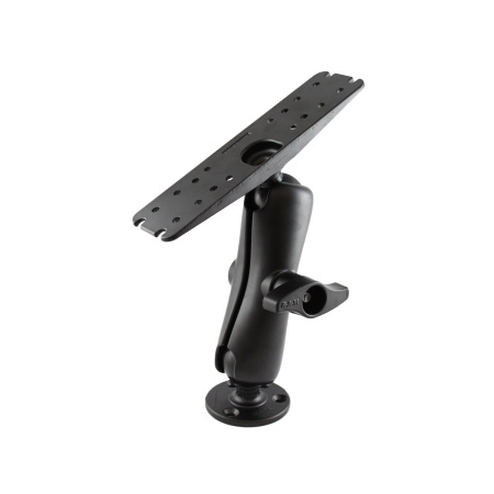 RAM Mount 2.25 Diameter Ball Mount with 3.68 Round Base, STANDARD Length Double Socket Arm & 11 X 3 Rectangle Plate