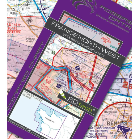 Frankreich Nord-West VFR Karte Rogers Data 2025