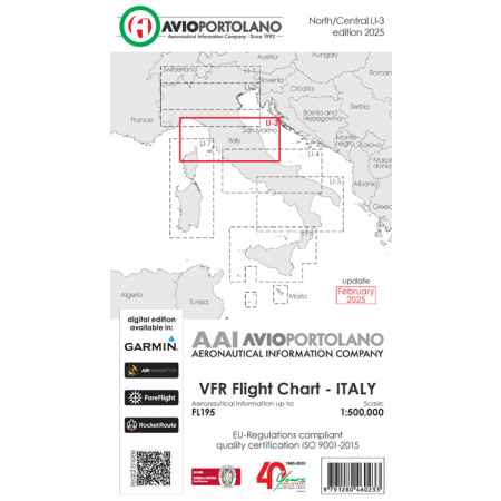 Italy LI-3 - Aerotouring VFR Chart, Paper, laminated, folded 2025