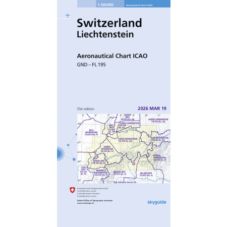 Suisse Carte aéronautique OACI 1:500 000 2026