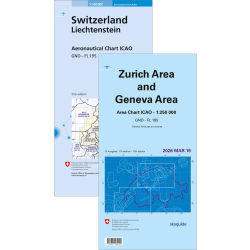 Schweiz Set Luftfahrtkarte ICAO und Zurich+Genf Area 2026